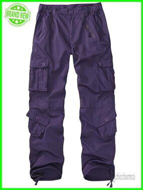 Cotton Blend Cargo Combat Work Pants with 8 Pockets